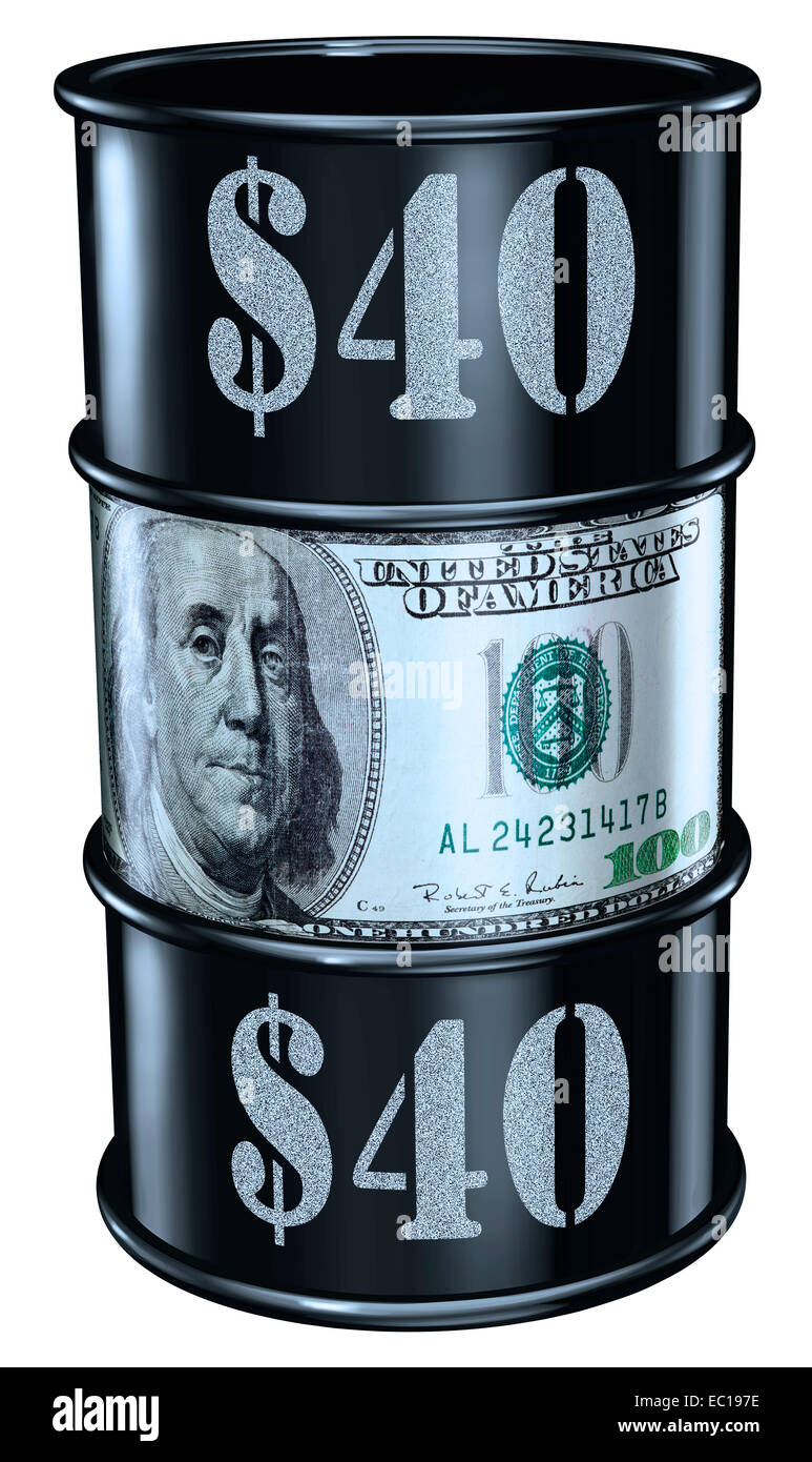 Oil barrel priced at $40 Stock Photo