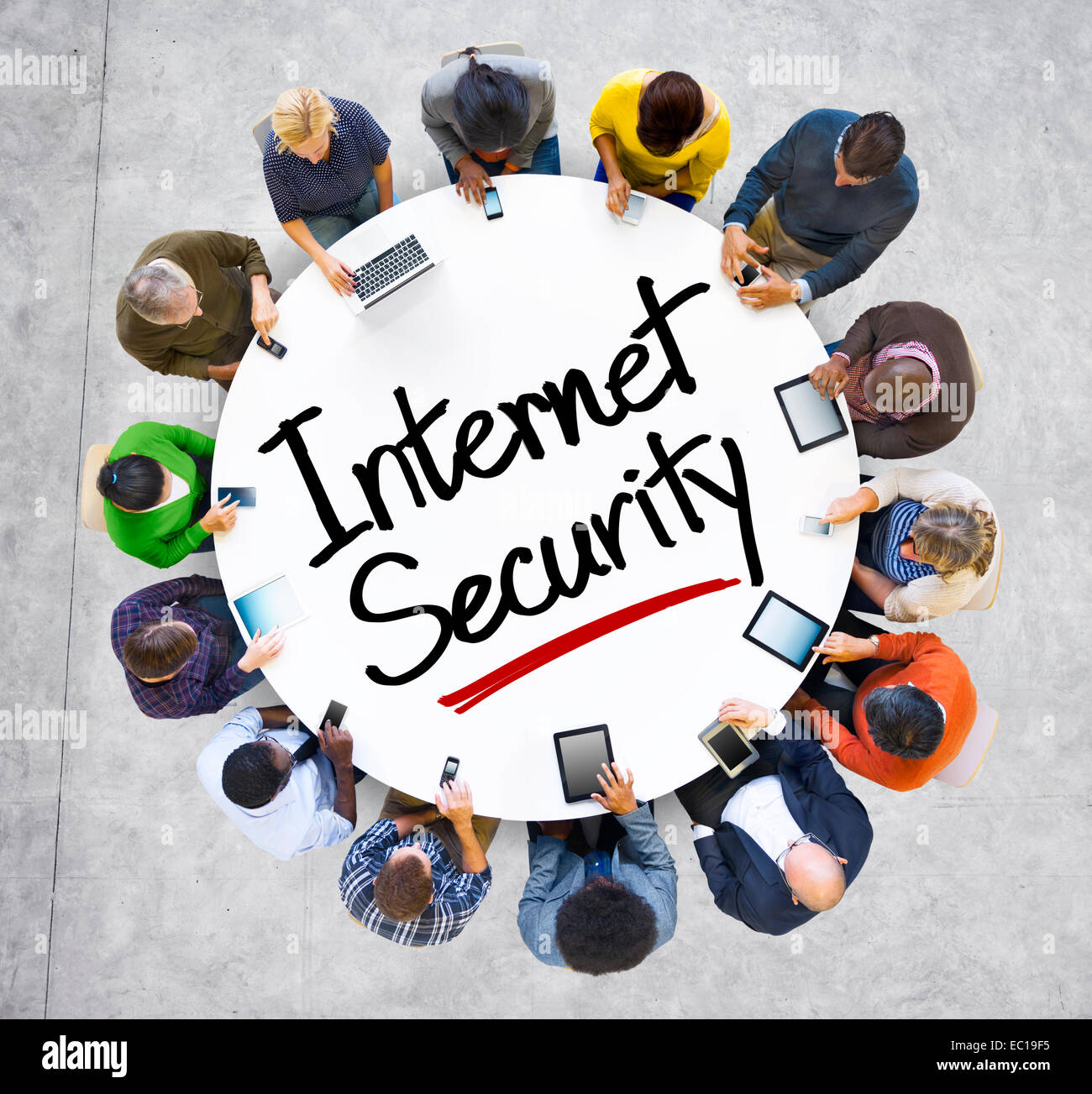 People and Internet Security Concept with Textured Effect Stock Photo