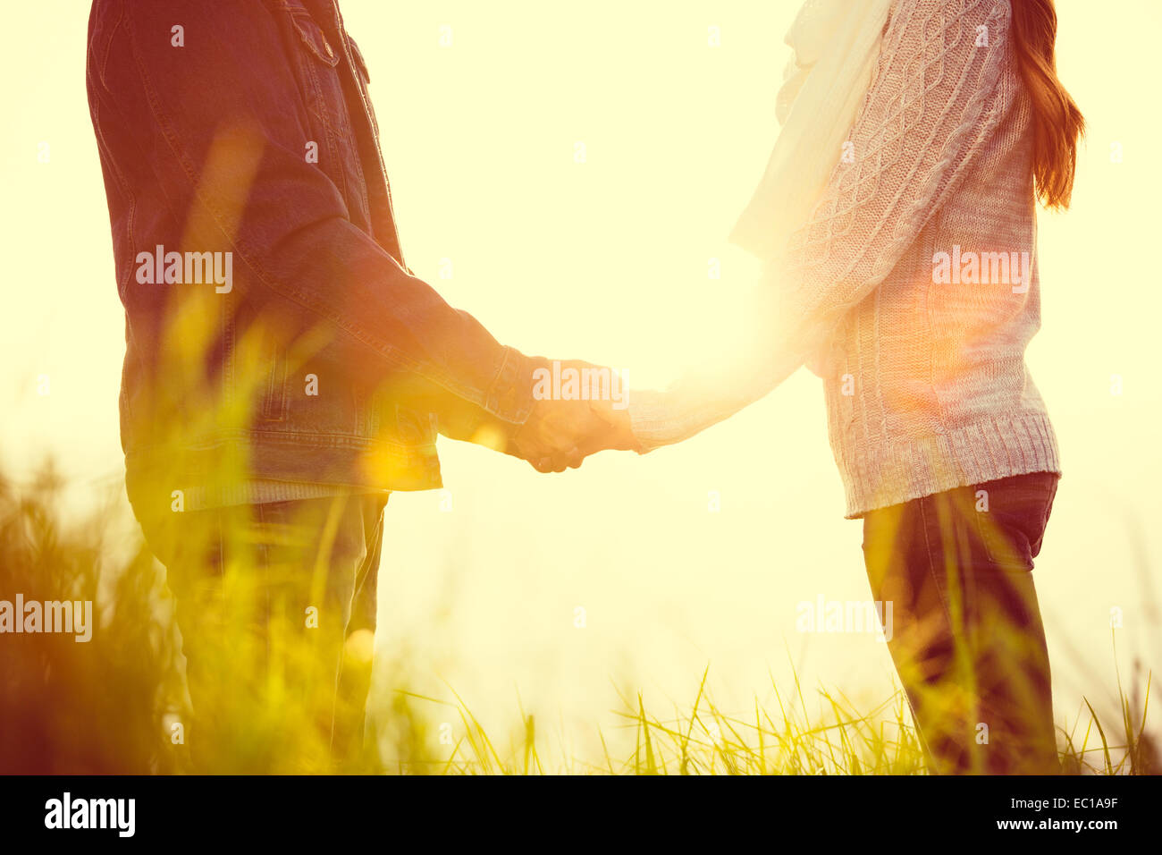Young Couple in Love Outdoors Stock Photo
