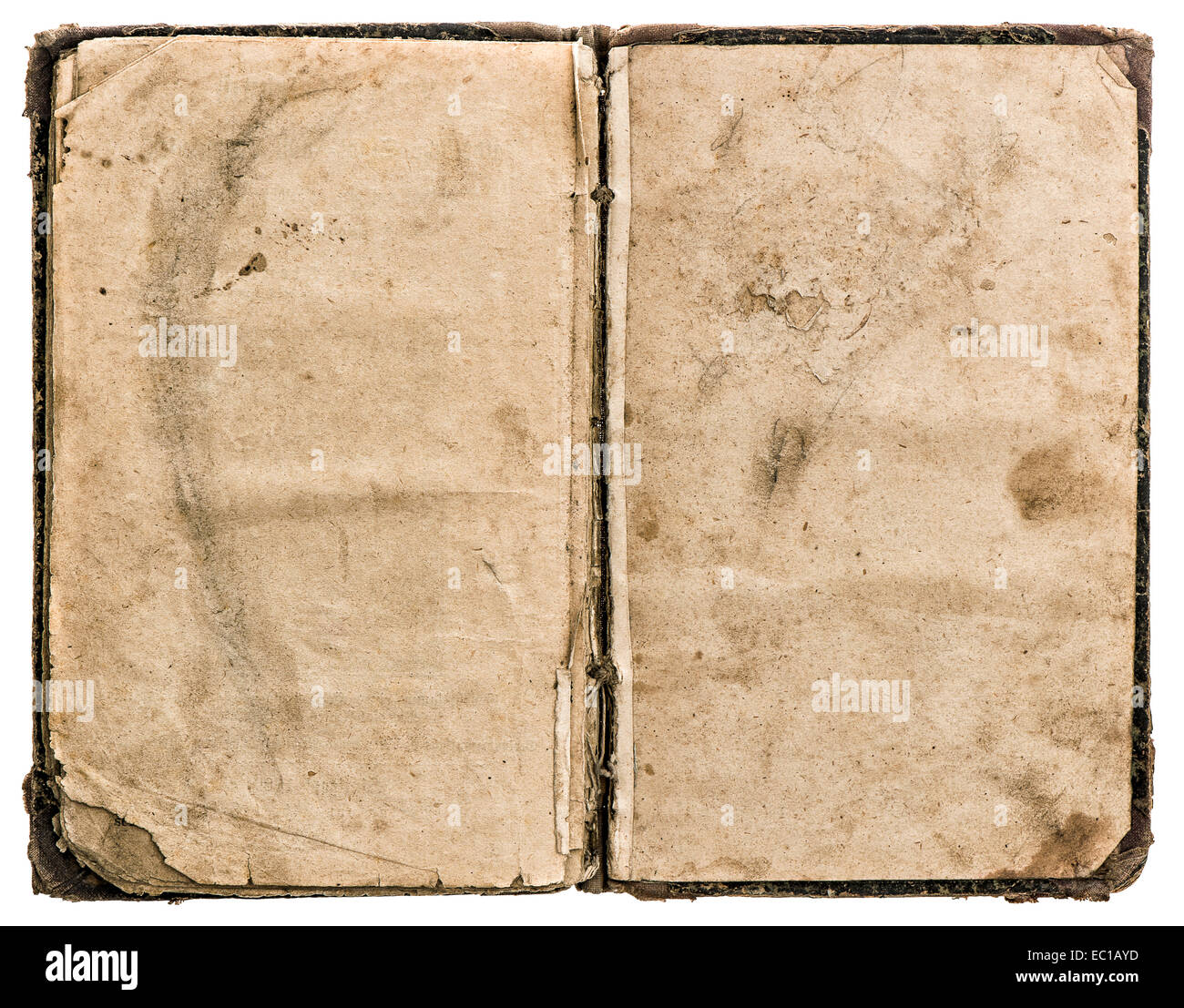 open old book isolated on white background. grungy worn paper texture Stock Photo