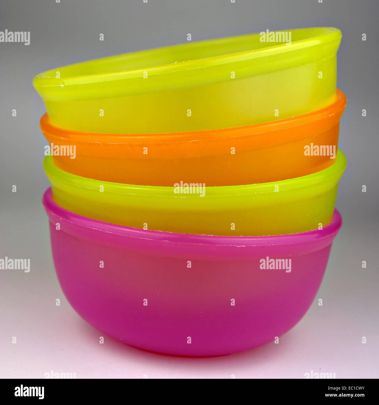 Colorful plastic bowls, stacked and ready for use Stock Photo Alamy