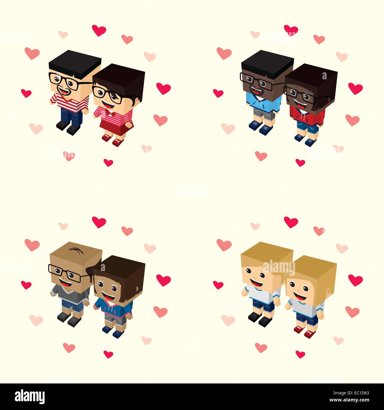 block isometric cartoon character vector illustration Stock Vector ...