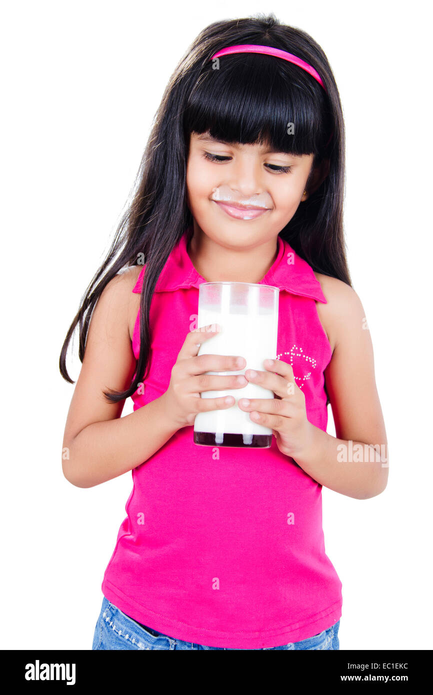 indian Beautiful Child Drinking Milk Stock Photo - Alamy