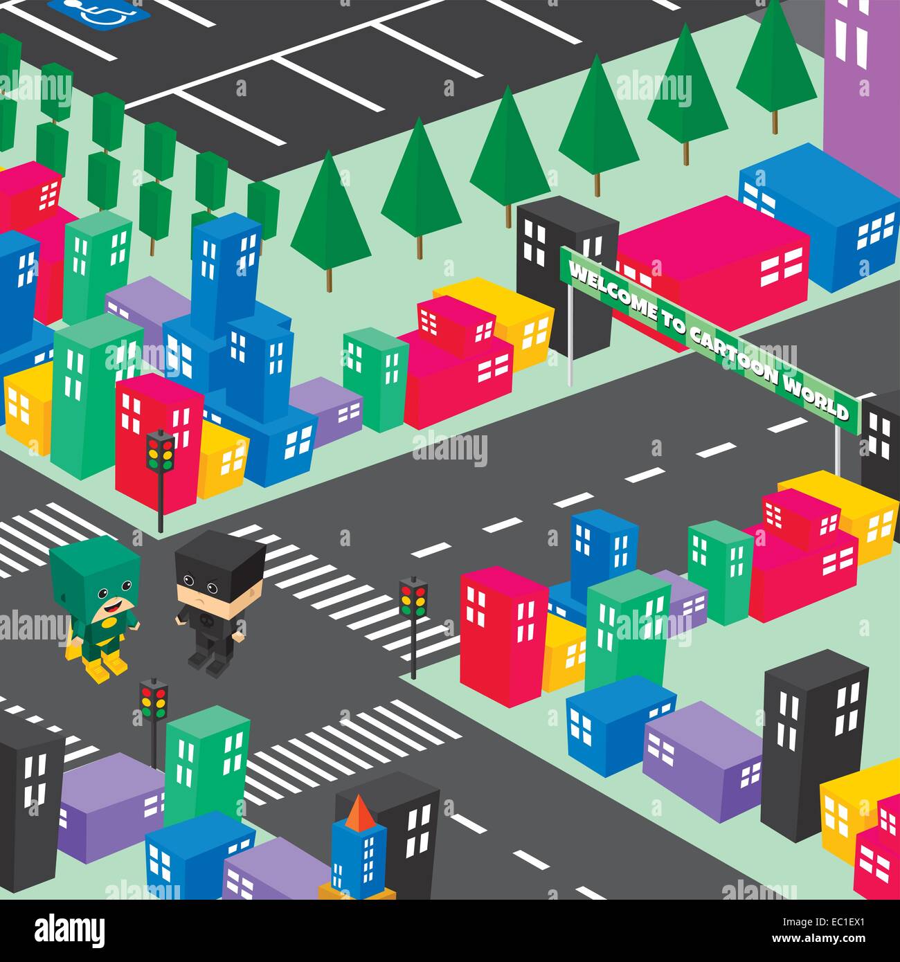 block isometric cartoon character vector illustration Stock Vector ...
