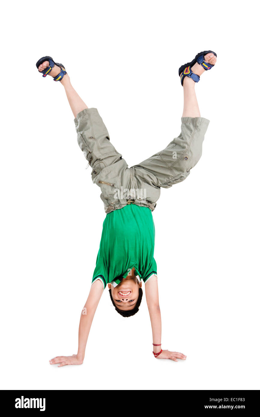 1 indian child boy Stunt Stock Photo