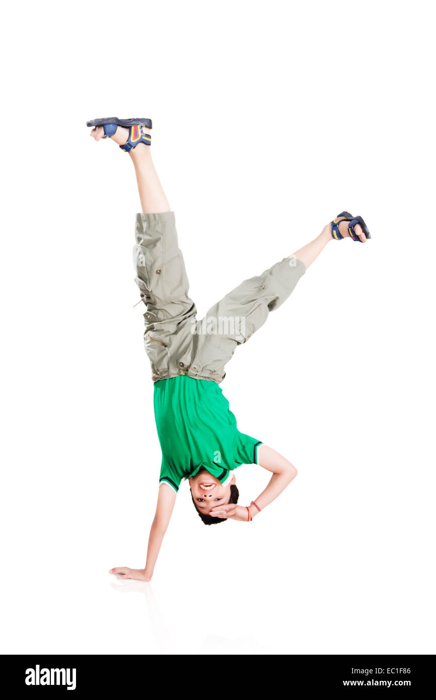 1 indian child boy Stunt Stock Photo