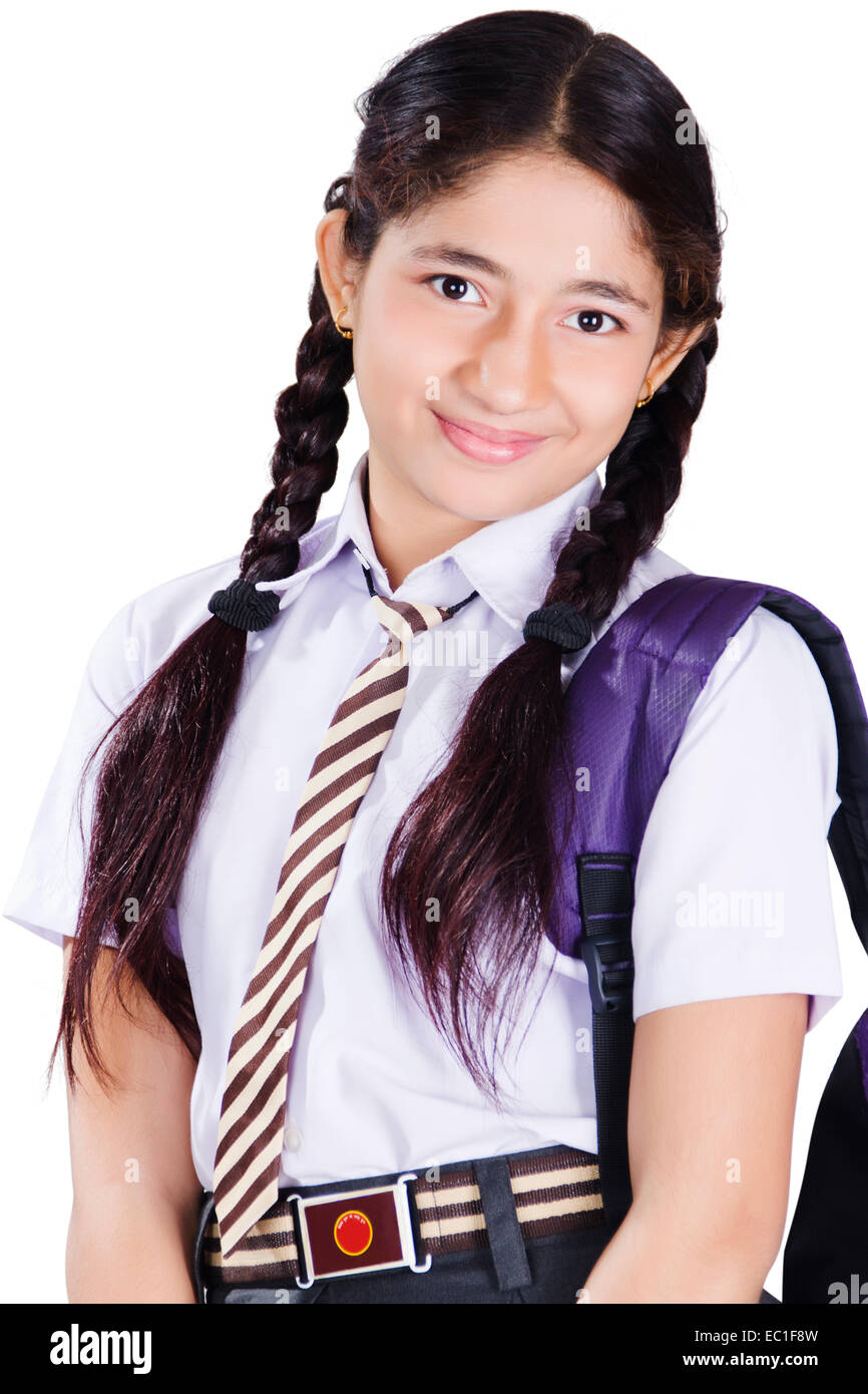 1 indian School girl Student Stock Photo