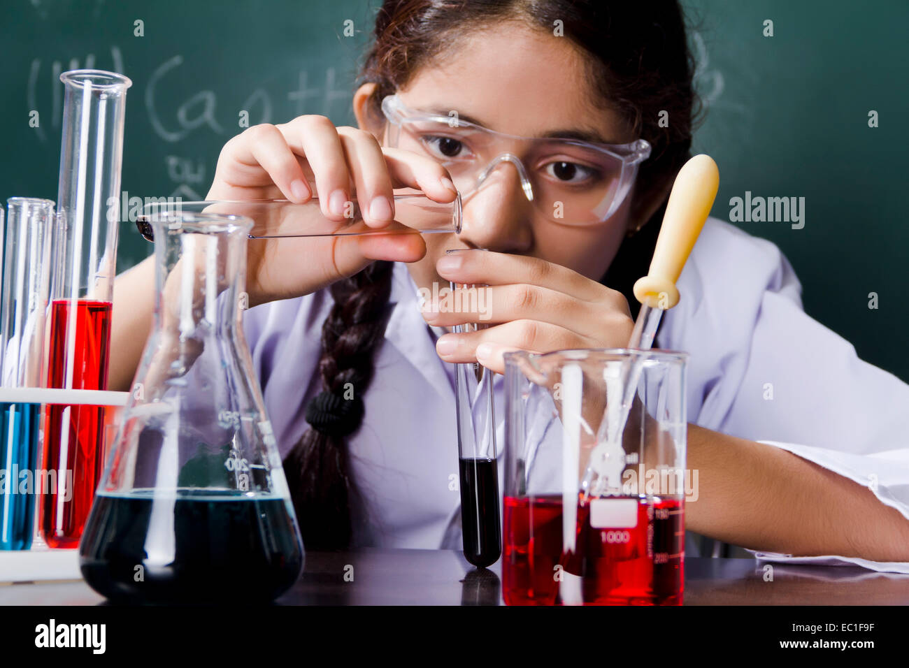 1 indian School girl Student Lab Research Stock Photo Alamy