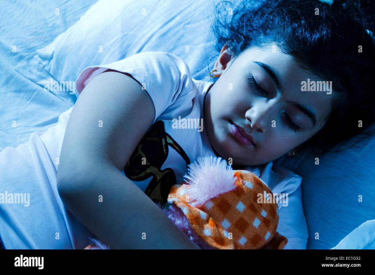 Preteen girl lying on back hi-res stock photography and images - Alamy