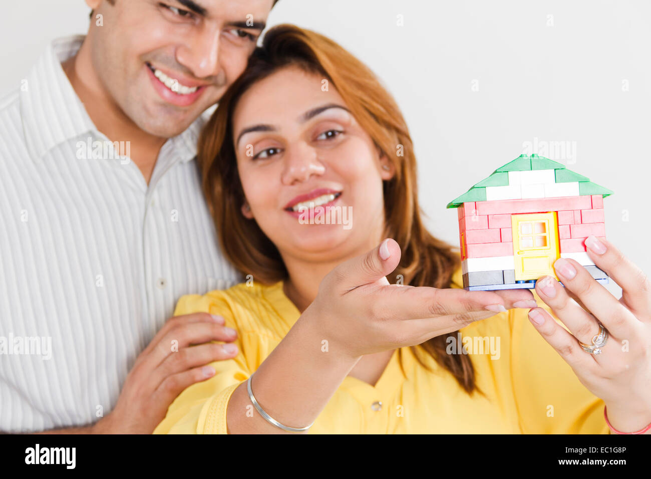 indian married couple Dream new house Stock Photo