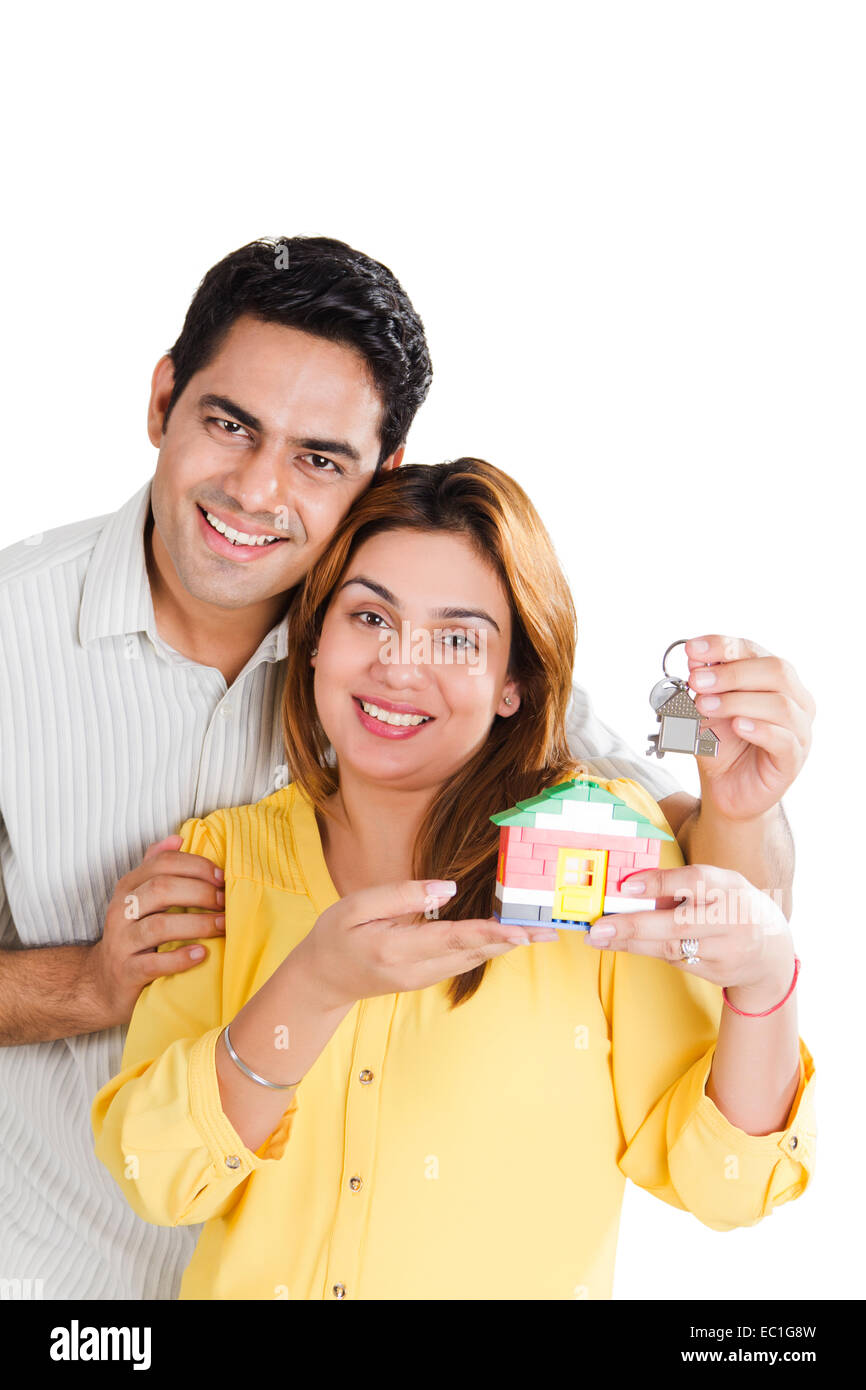 indian married couple Dream new house Stock Photo