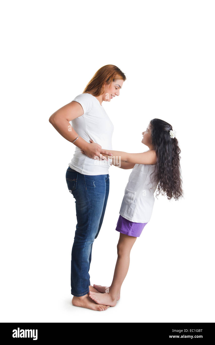 indian mother with child fun Stock Photo