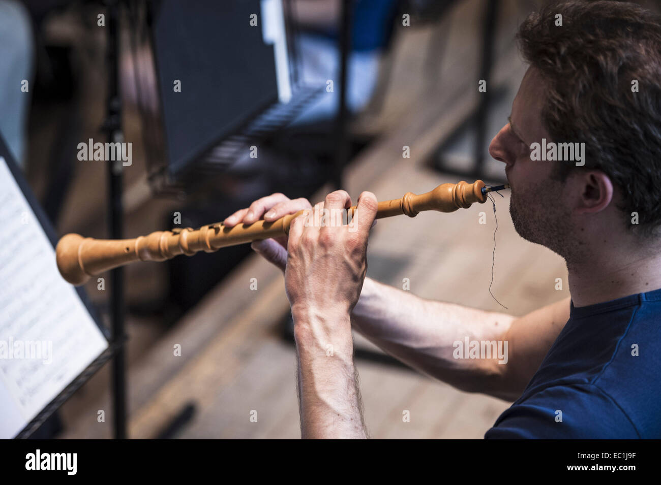 Classical oboe, boxwood, 2keyed, played in rehearsal by oboist Joel