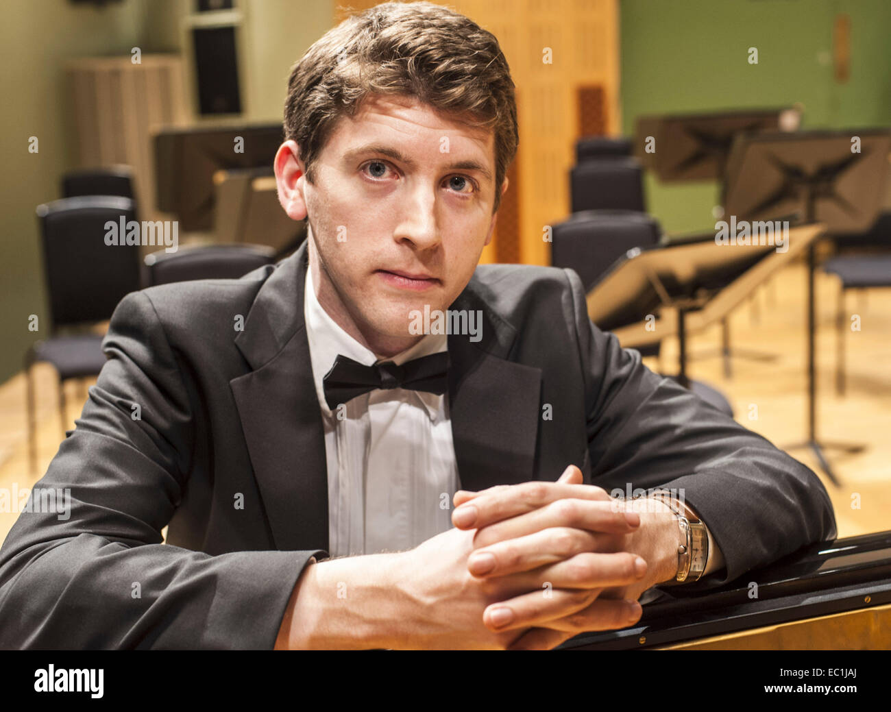 Finghin Collins, concert pianist. Rehearsing with RTE Symphony