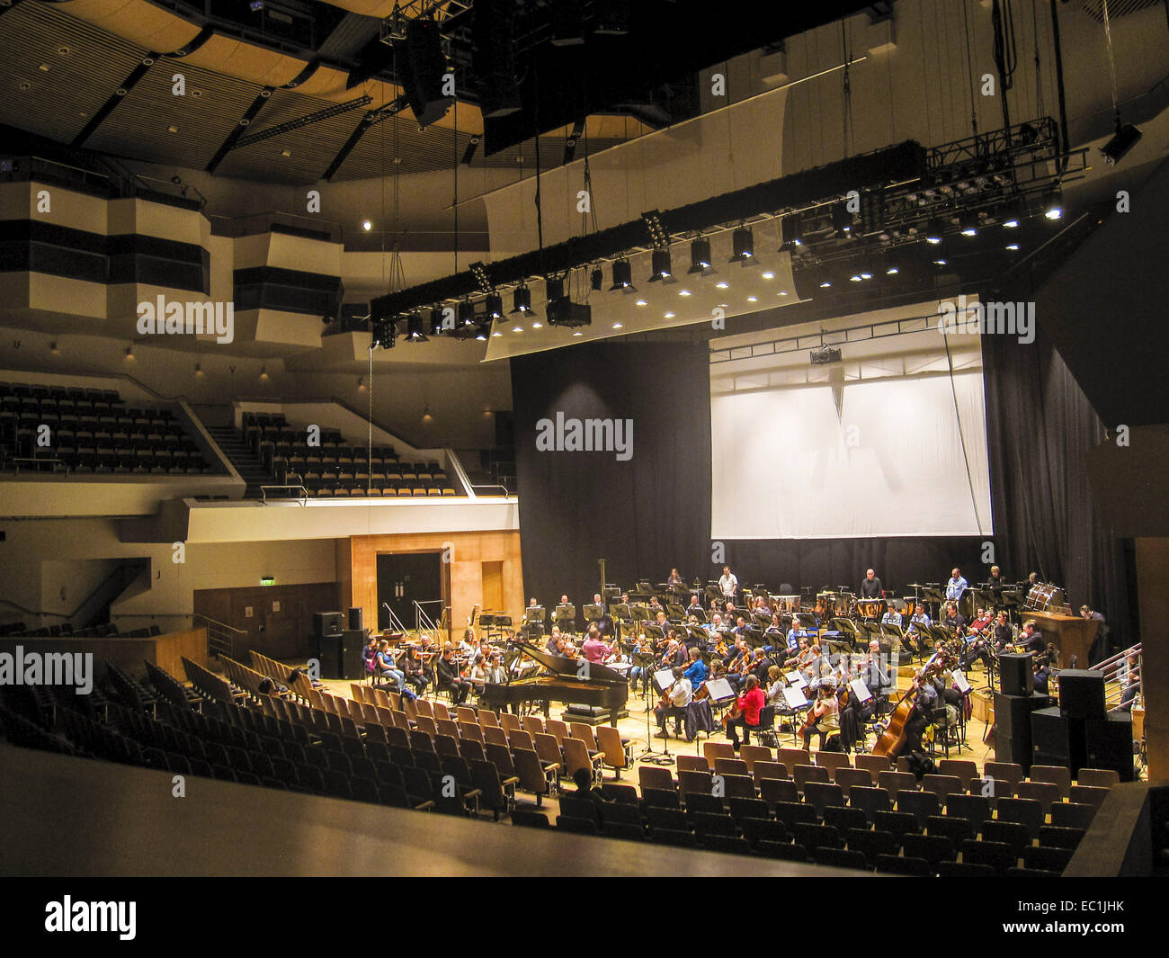 Ulster Orchestra rehearsing in the Waterfront Hall, Belfast, with