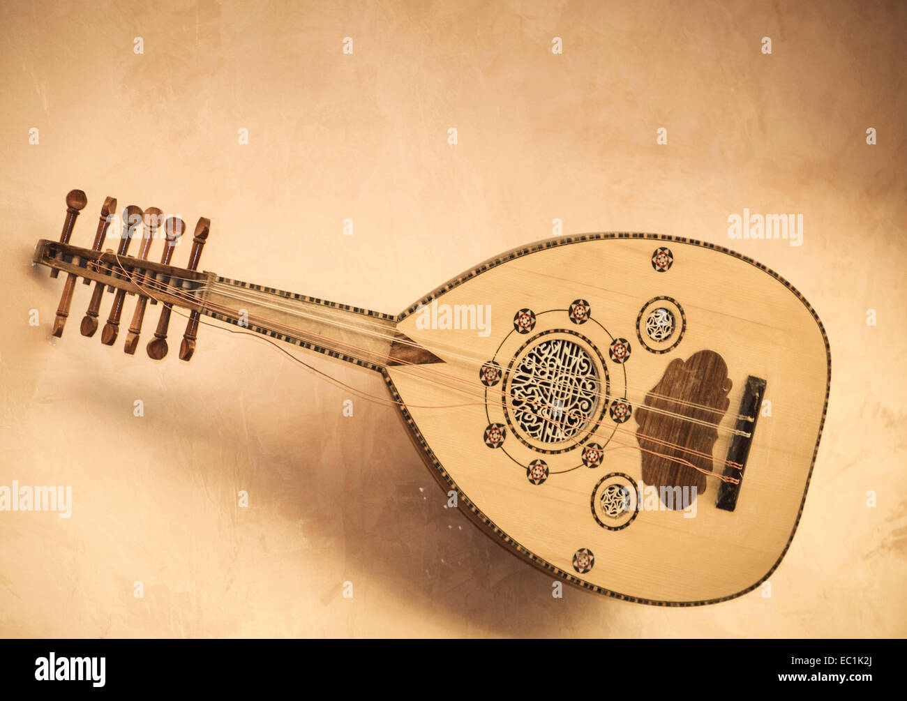 Oud on display. From Damascus, Syria. Showing 6 pairs of strings (the