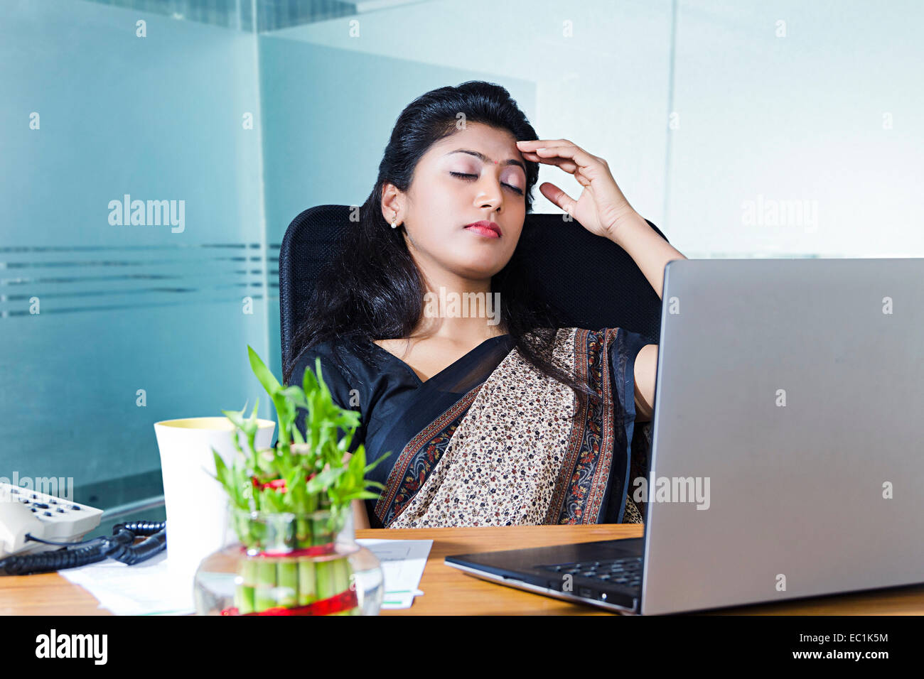 indian Business Woman Stress Stock Photo