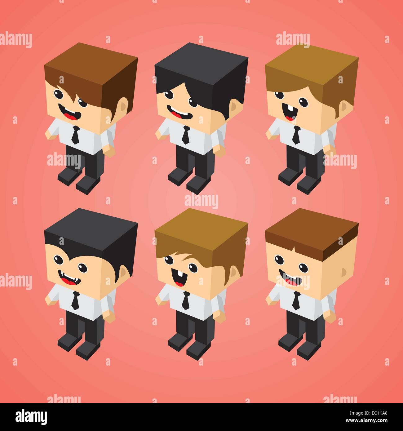 block isometric cartoon character vector illustration Stock Vector ...
