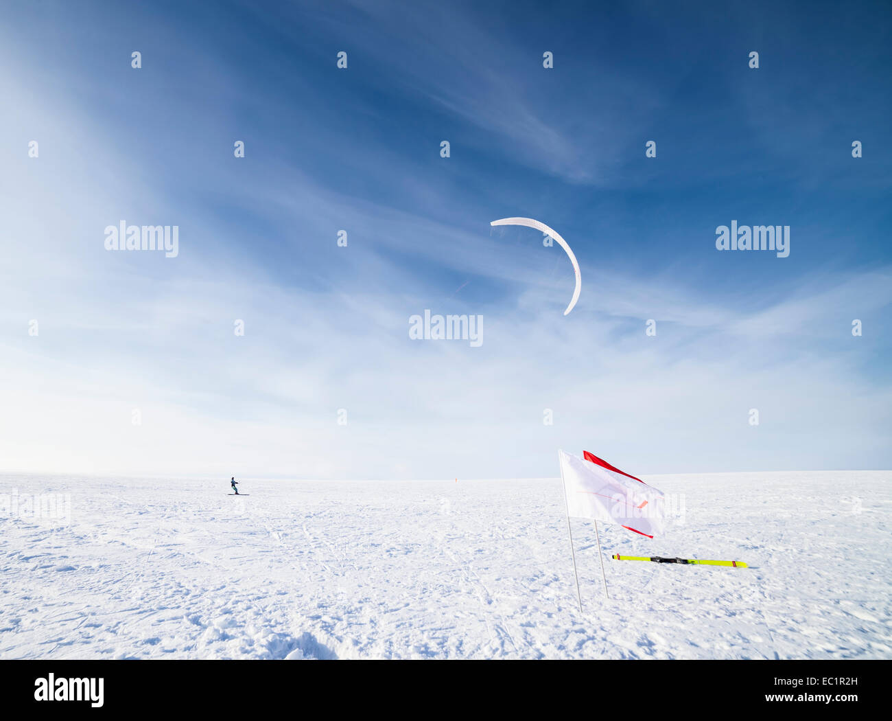 Kiteboarding on snow Stock Photo