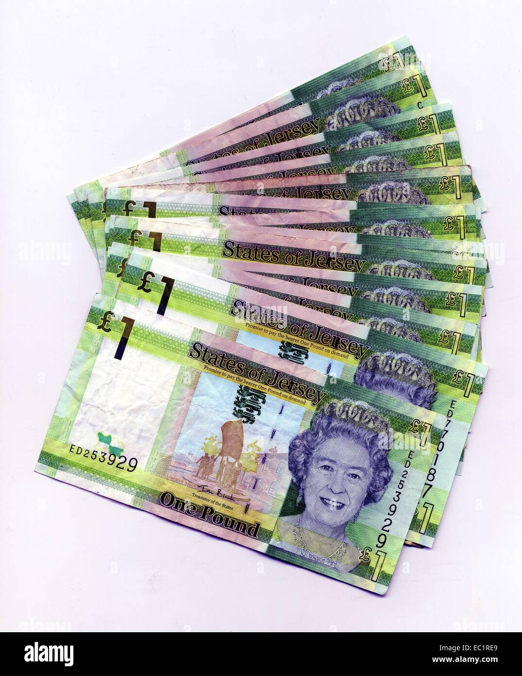 States of Jersey one pound notes reverse Etats De Jersey Une Livre Queen  Elizabeth 2 Stock Photo - Alamy