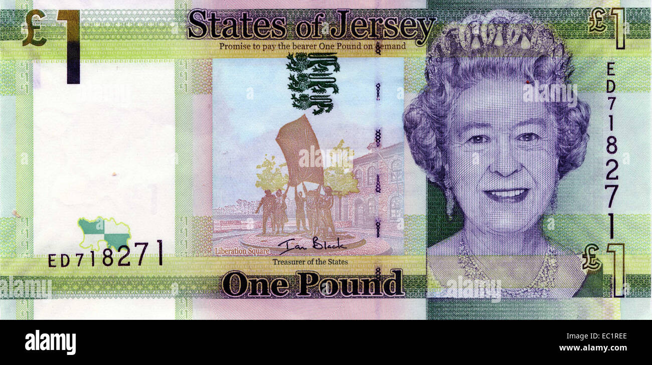 States of Jersey Currency - money - one pound note Etats De Jersey Une  Livre Queen Elizabeth 2 Stock Photo - Alamy