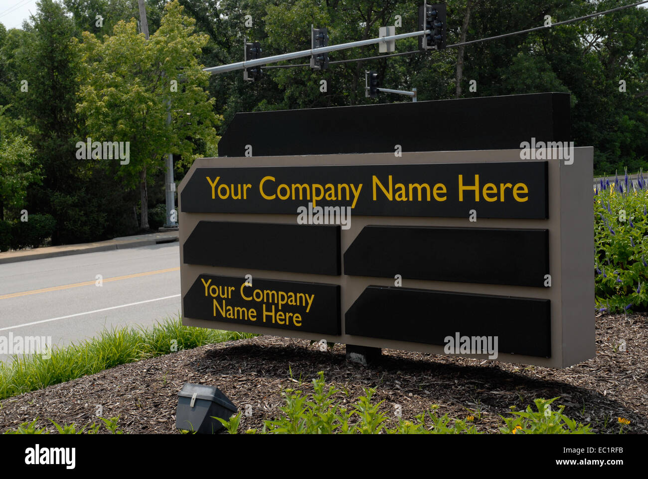 A business sign with blank spaces Stock Photo