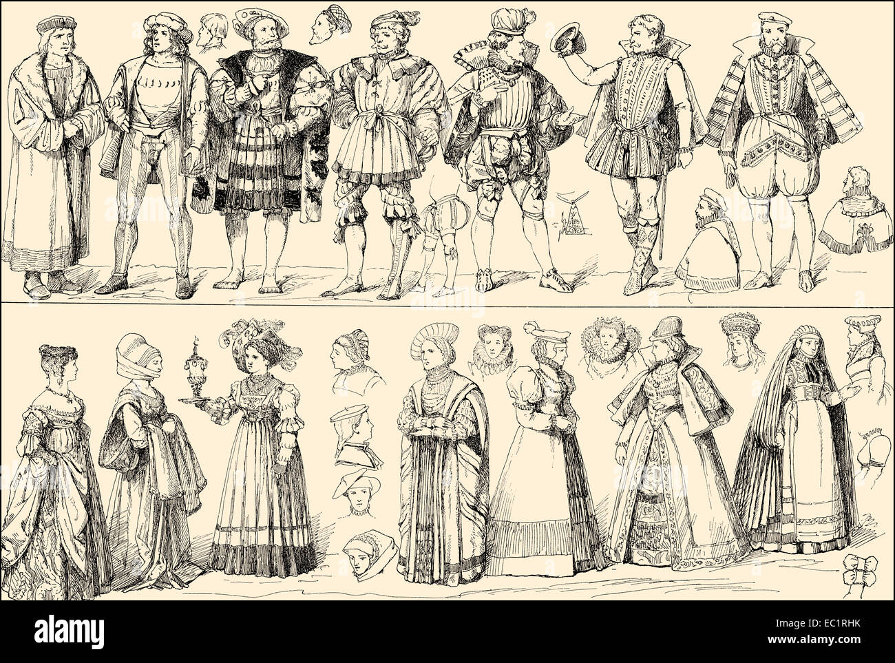 costumes of the 16th century, Germany Stock Photo
