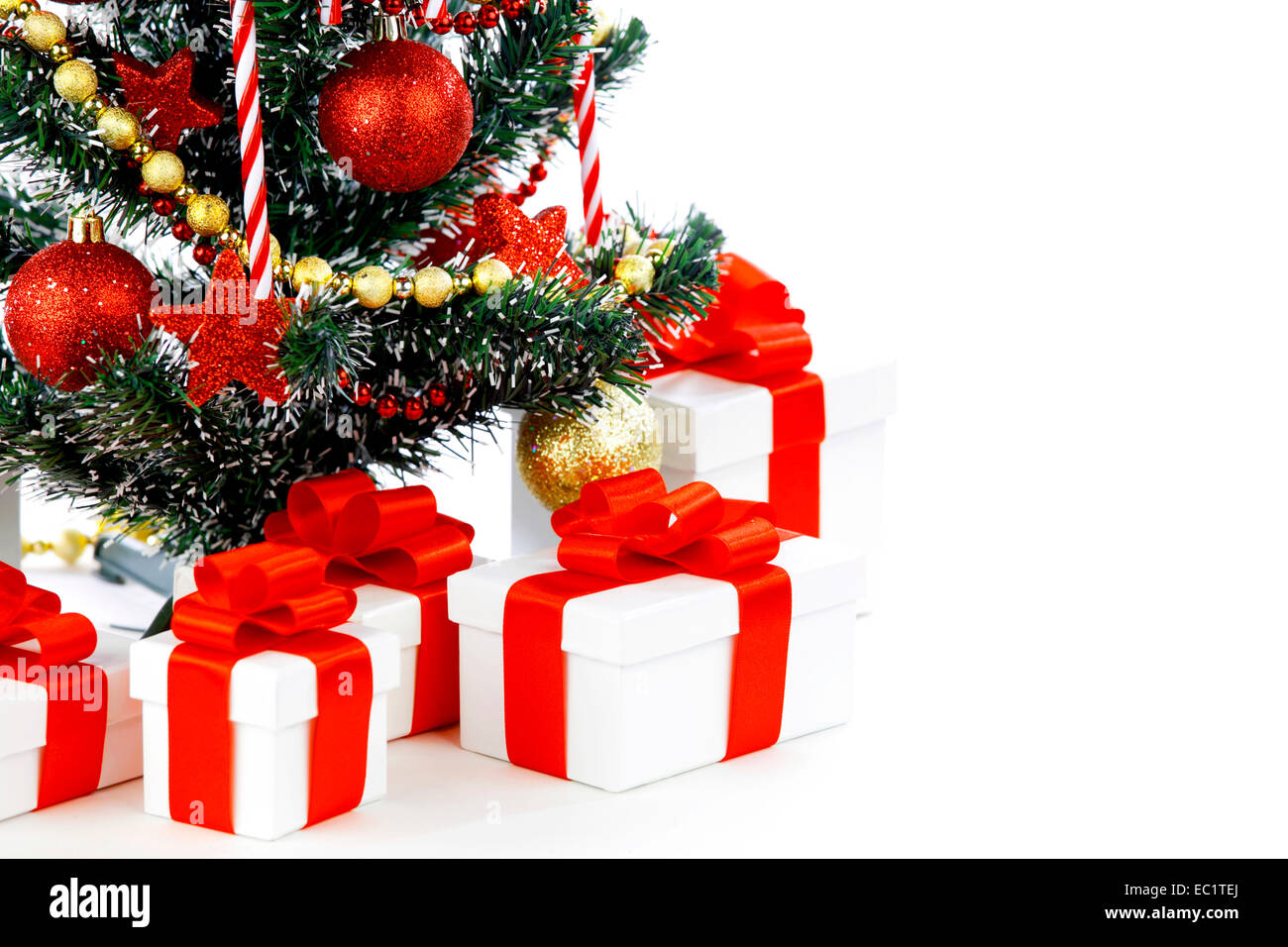 Beautiful decorated christmas tree isolated on white background Stock ...