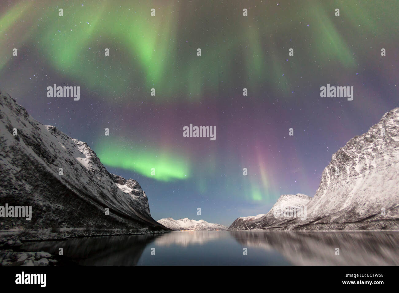 Aurora over the Grøtfjord, Tromso, Troms, Norway Stock Photo - Alamy