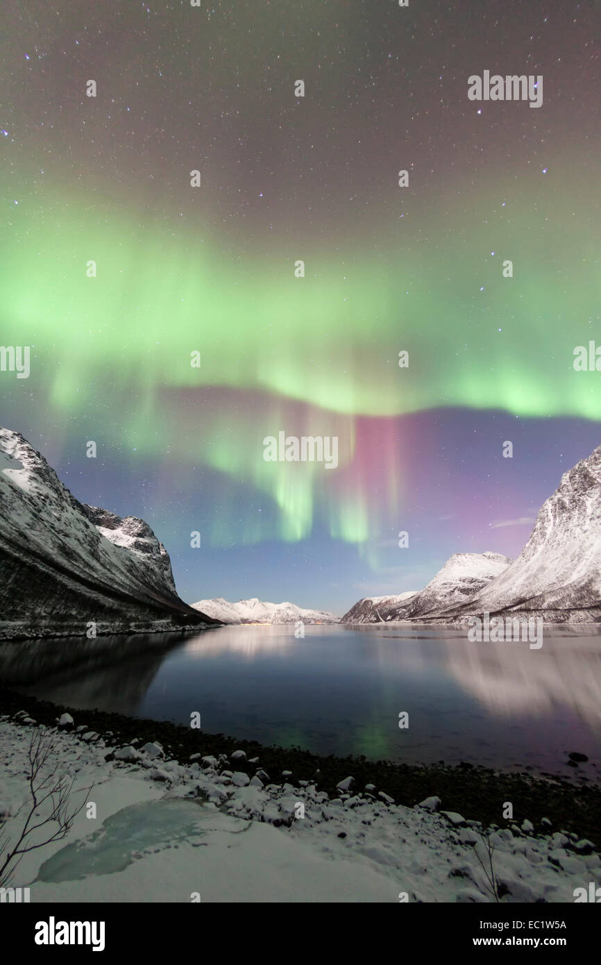 Aurora over the Grøtfjord, Tromso, Troms, Norway Stock Photo - Alamy