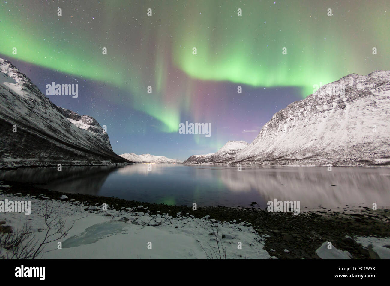 Aurora over the Grøtfjord, Tromso, Troms, Norway Stock Photo - Alamy