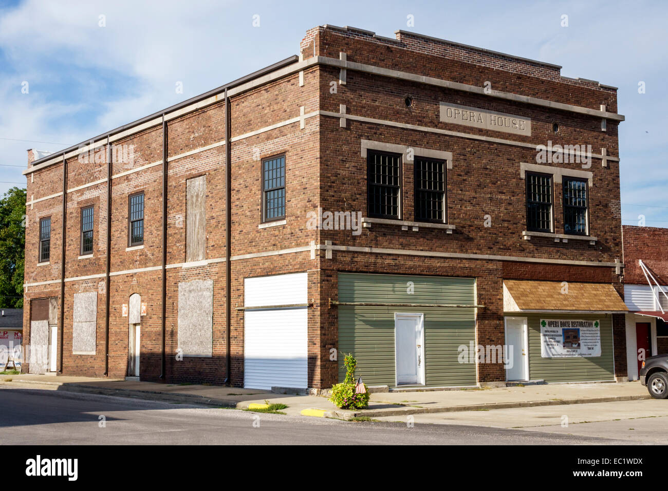 Illinois Farmersville,historic highway Route 66,Opera House,building