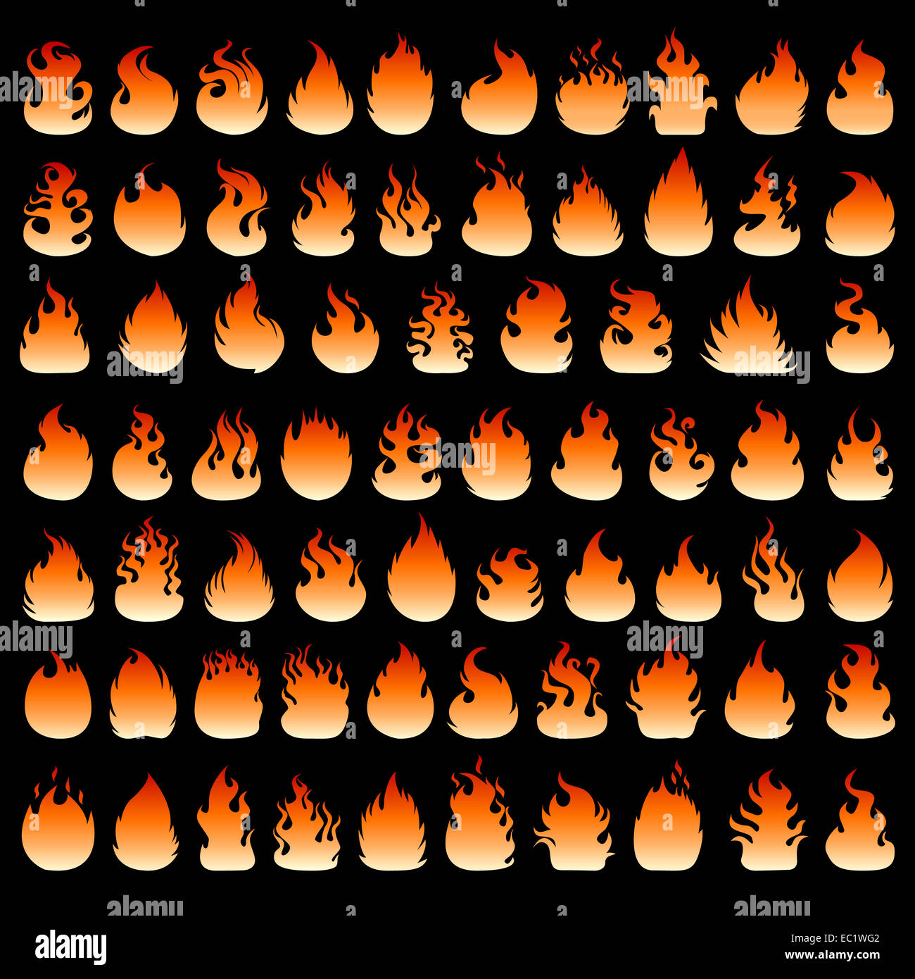 Vector set different flame of fire for your design Stock Photo