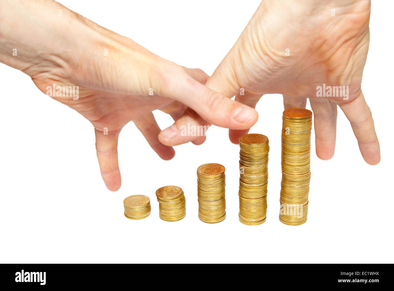 Raking money hands isolated on white Stock Photo Alamy