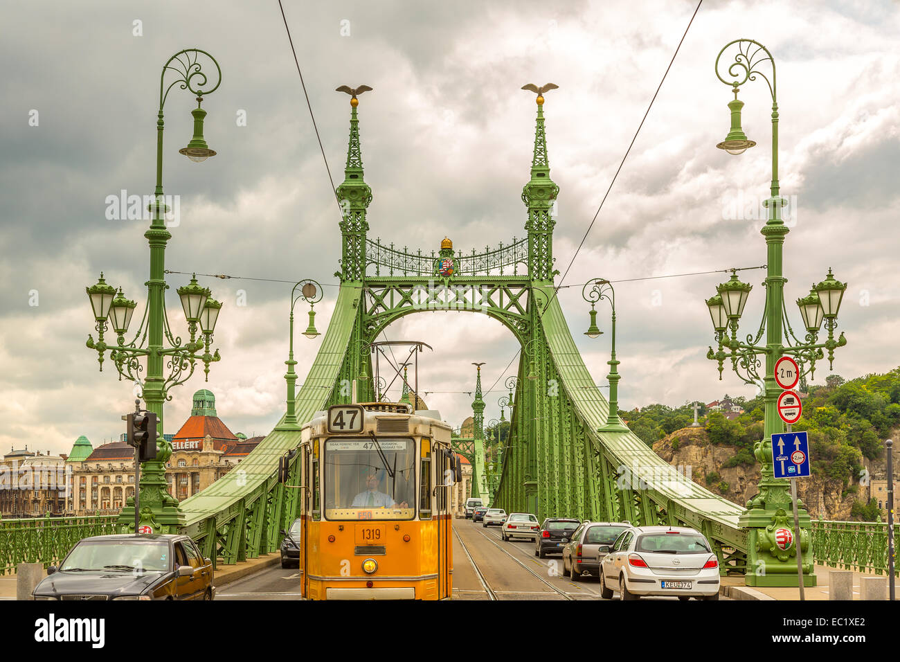 Liberty Bridge and Tram Stock Photo - Alamy