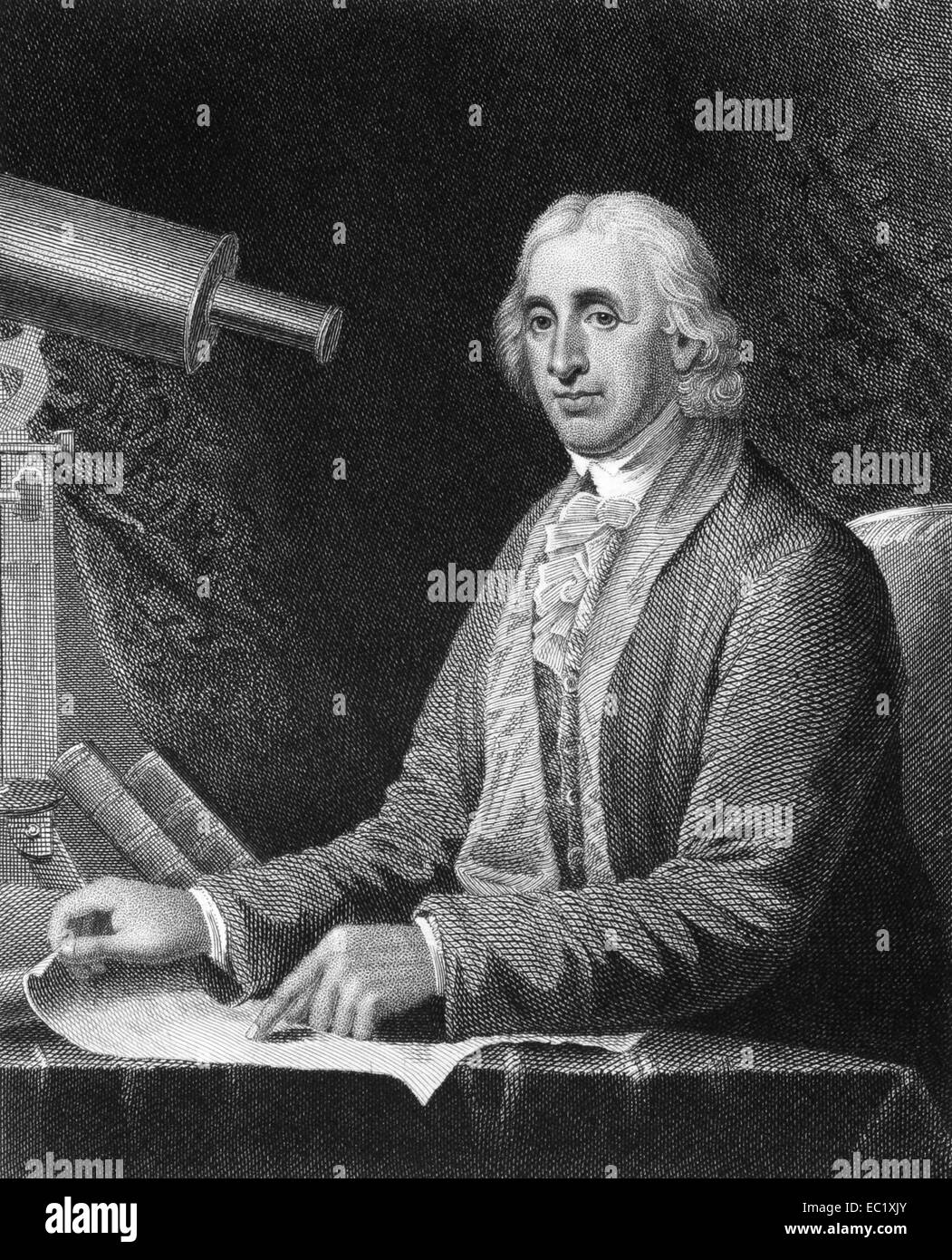 David Rittenhouse (1732-1796) on engraving from 1835. American astronomer, inventor, clockmaker, mathematician and surveyor. Stock Photo