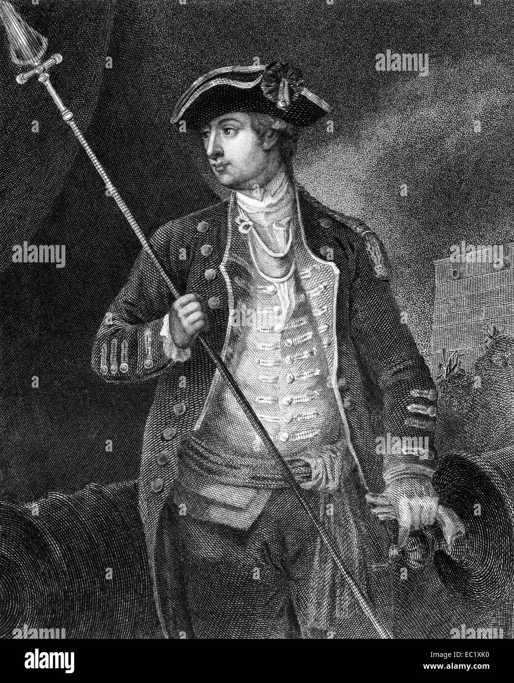 David Wooster (1710-1777) on engraving from 1835.  American general. Stock Photo