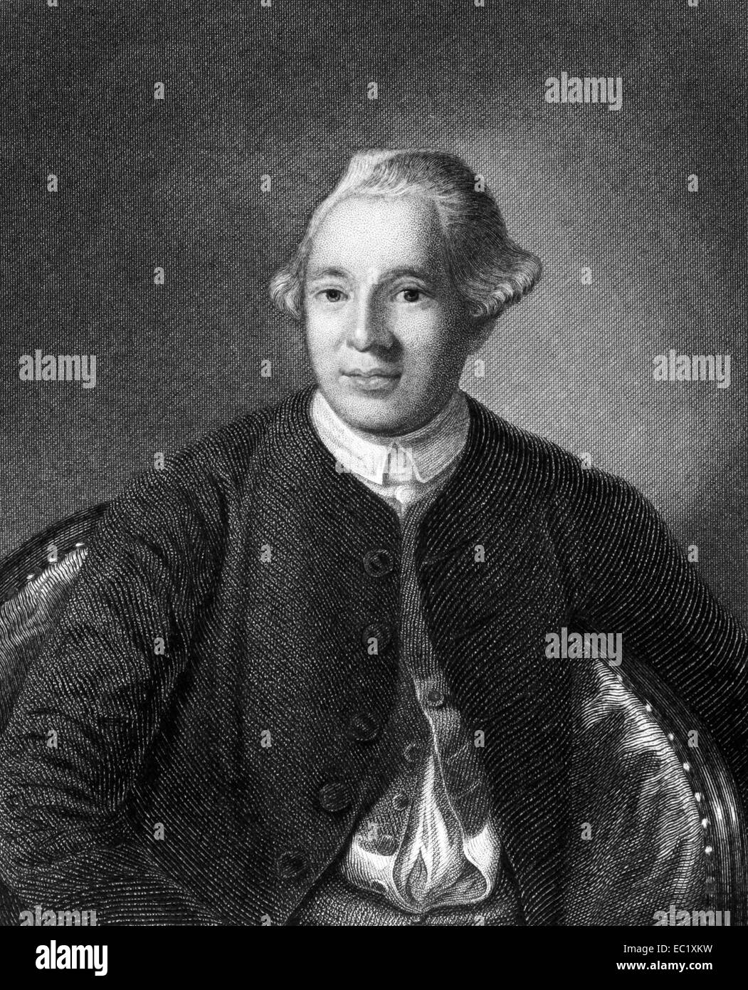 Joseph Warren (1741-1775) on engraving from 1835. American doctor who played a leading role in American Revolution. Stock Photo