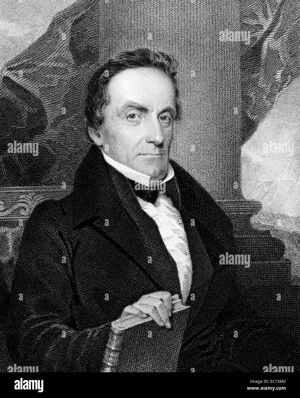 Lewis Cass (1782-1866) on engraving from 1834. American military officer and politician. Stock Photo