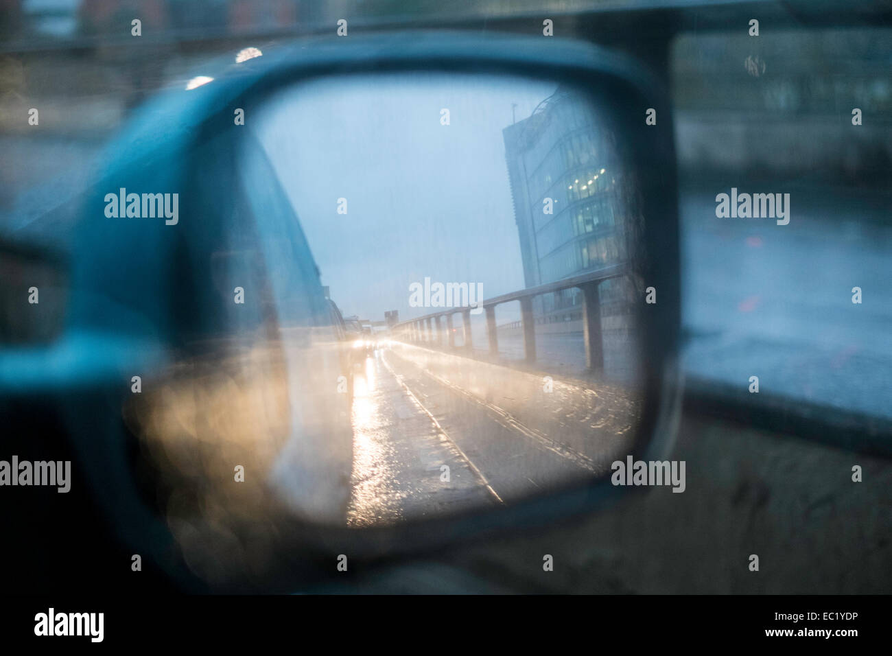 London UK driving conditions bad mirror Stock Photo Alamy