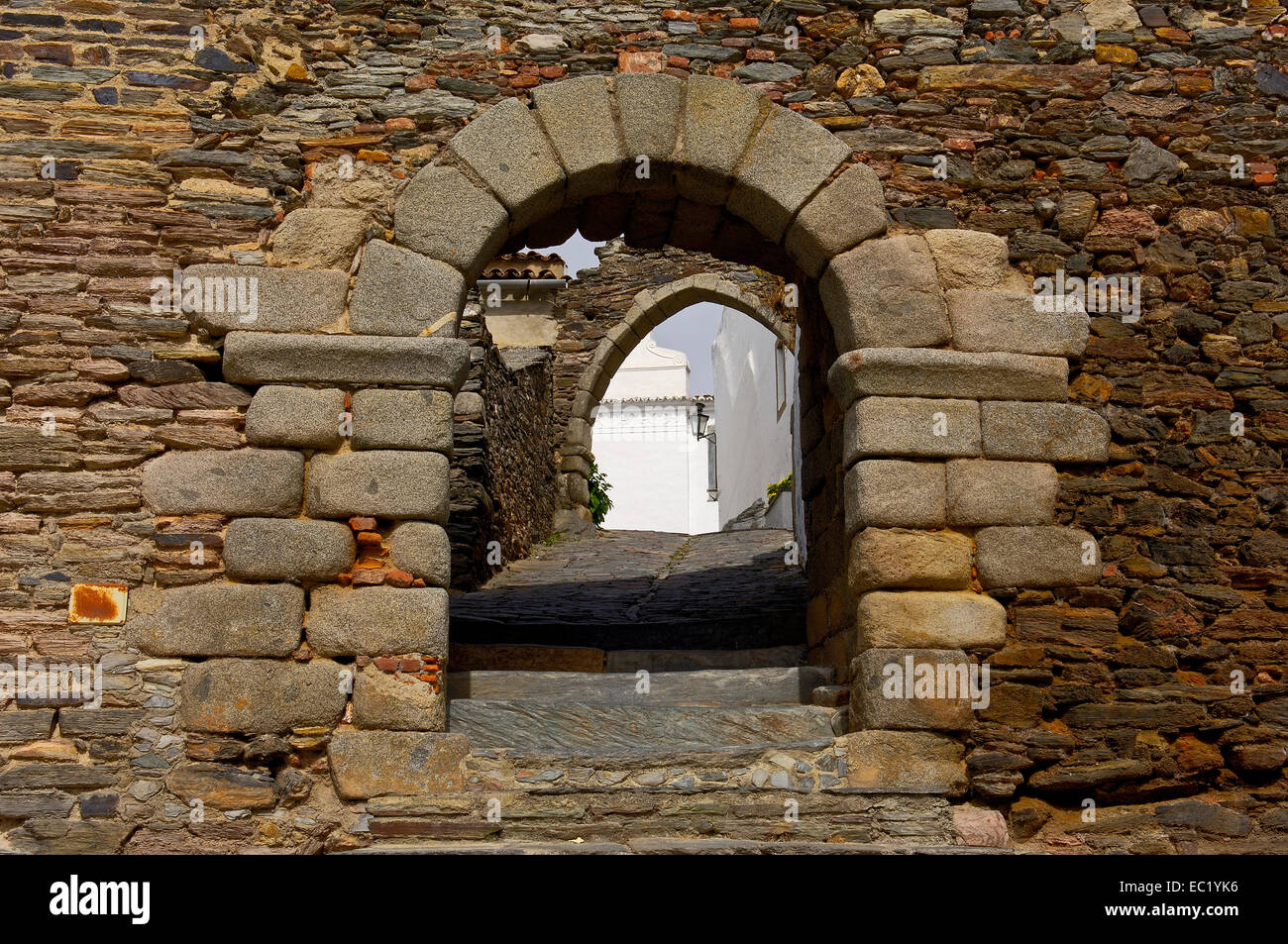 Doorway, Monsaraz fortified village. Alto Alentejo, Portugal Stock Photo