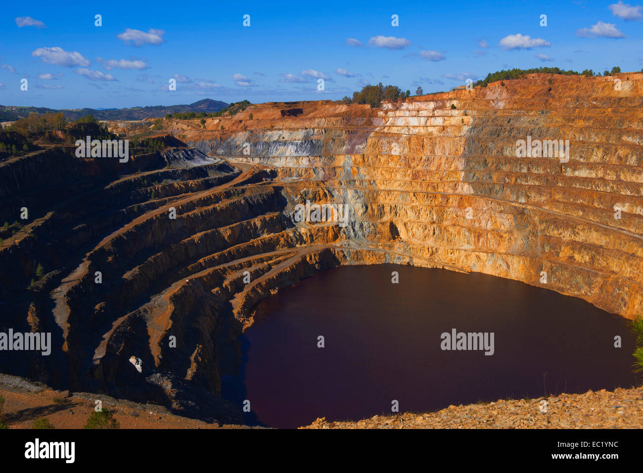 Rio Tinto mining company, Corta Atalaya open pit mine, Huelva province, Andalusia, Spain Stock Photo
