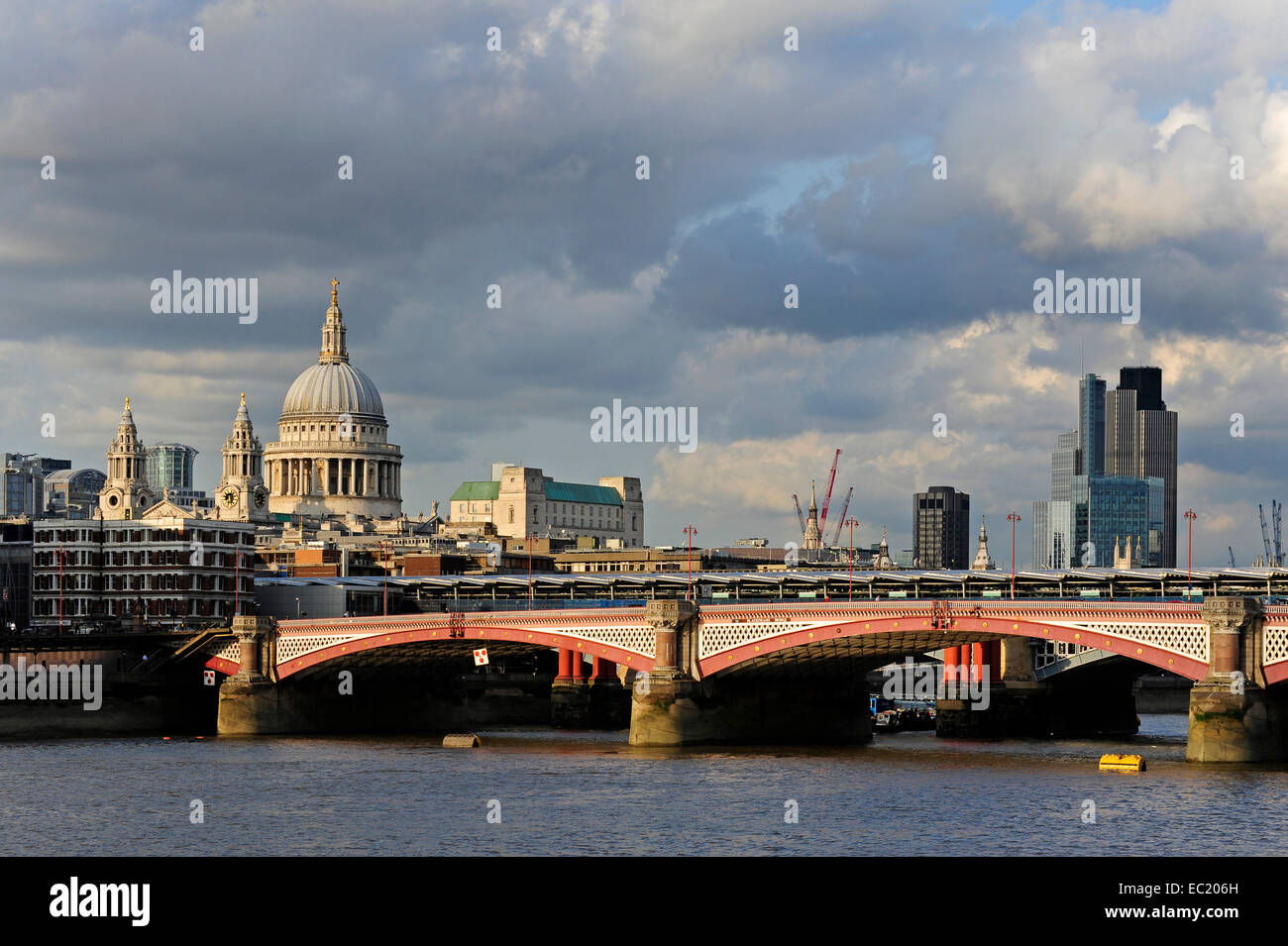 St. Paul's Cathedral, Blackfriars Bridge crossing the River Thames, City of London, London, England, United Kingdom Stock Photo