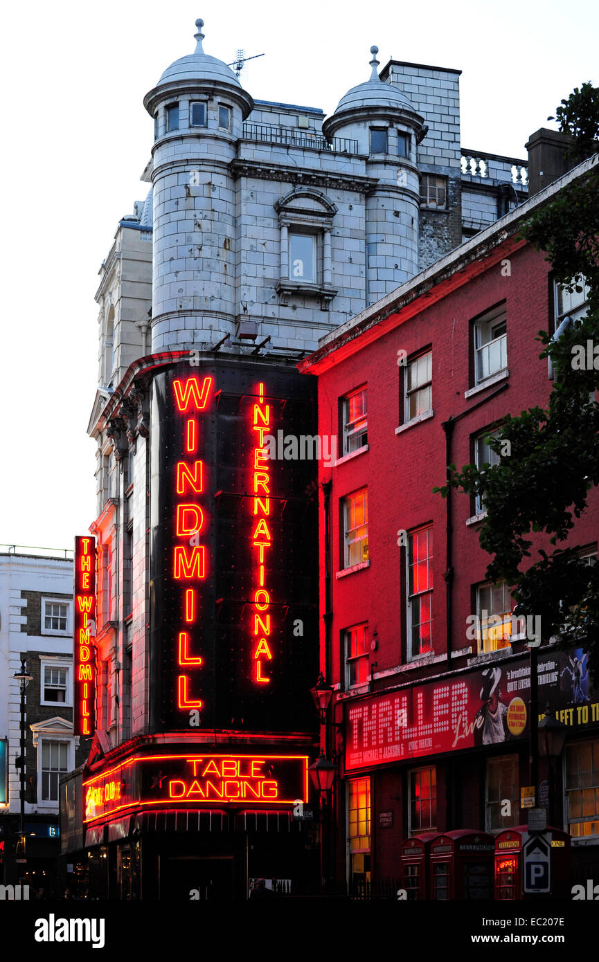 The Windmill International Table Dance Club, erotic table dancing at the former Windmill Theatre, Soho, West End, London Stock Photo