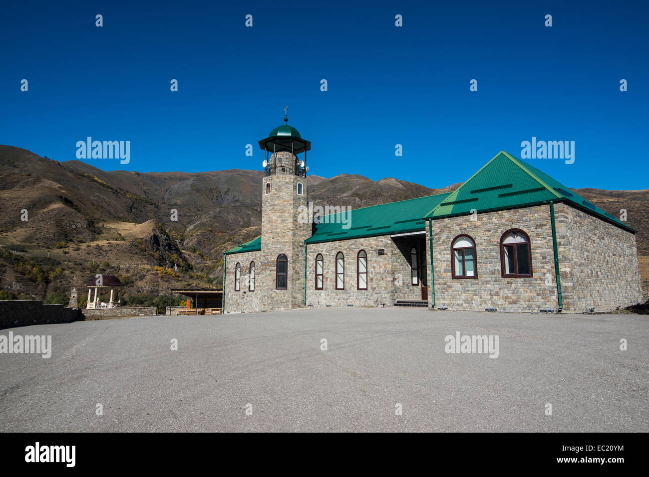 Mosque in the grounds of the Husein Isaev Museum of local history, Itum Kale, Chechnya, Caucasus, Russia Stock Photo