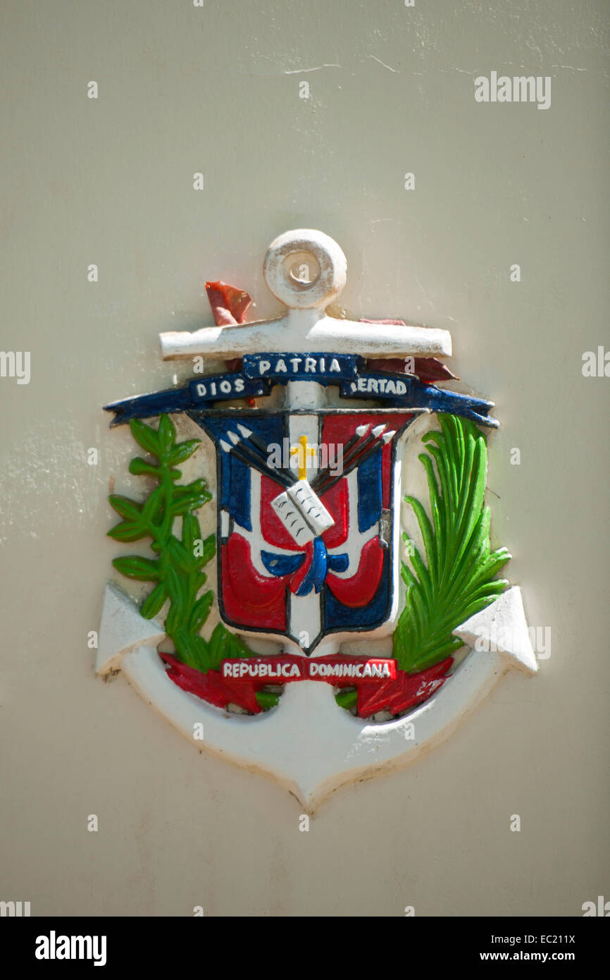 Dominikanische Republik, Halbinsel Samana, Sanchez, Wappen Stock Photo