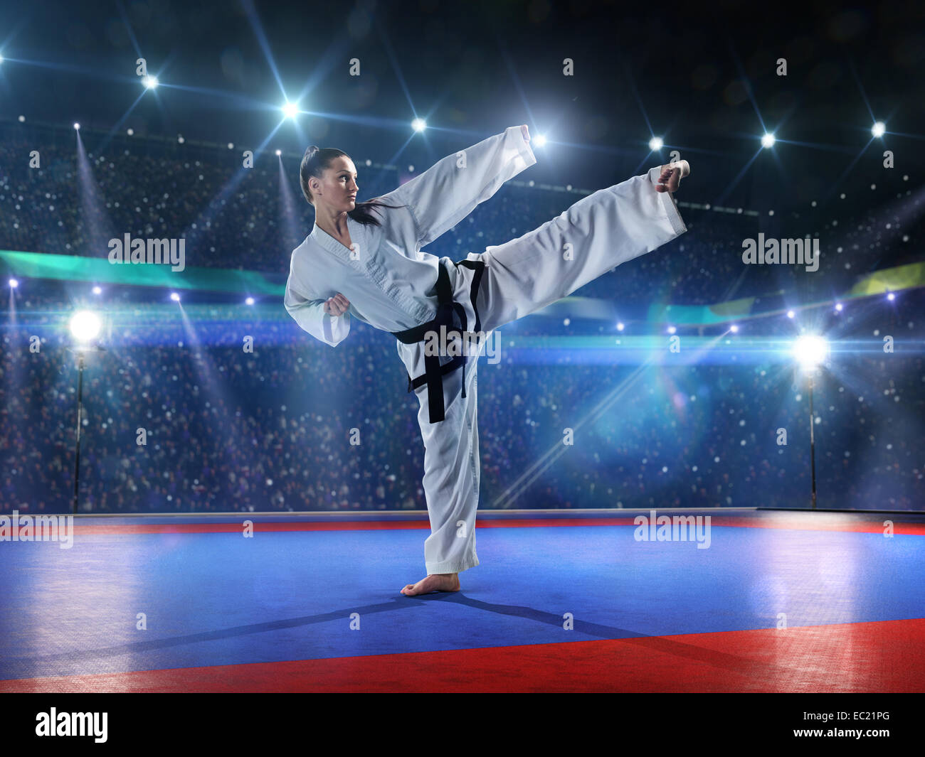 Professional female karate fighter isolated on white Stock Photo - Alamy