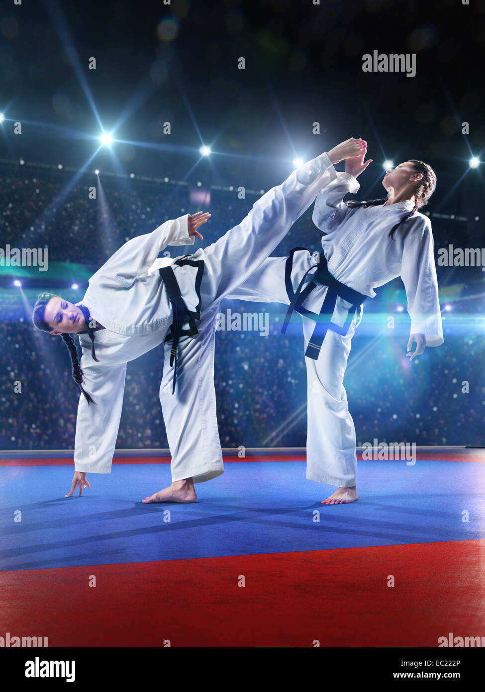 Two professional female karate fighters are fighting Stock Photo Alamy