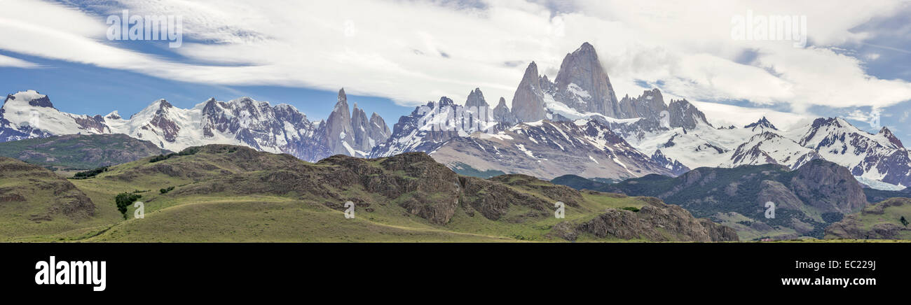 Fitz Roy and Cerro Torre, Los Glaciares National Park, UNESCO World Heritage Site, Santa Cruz, Argentina Stock Photo