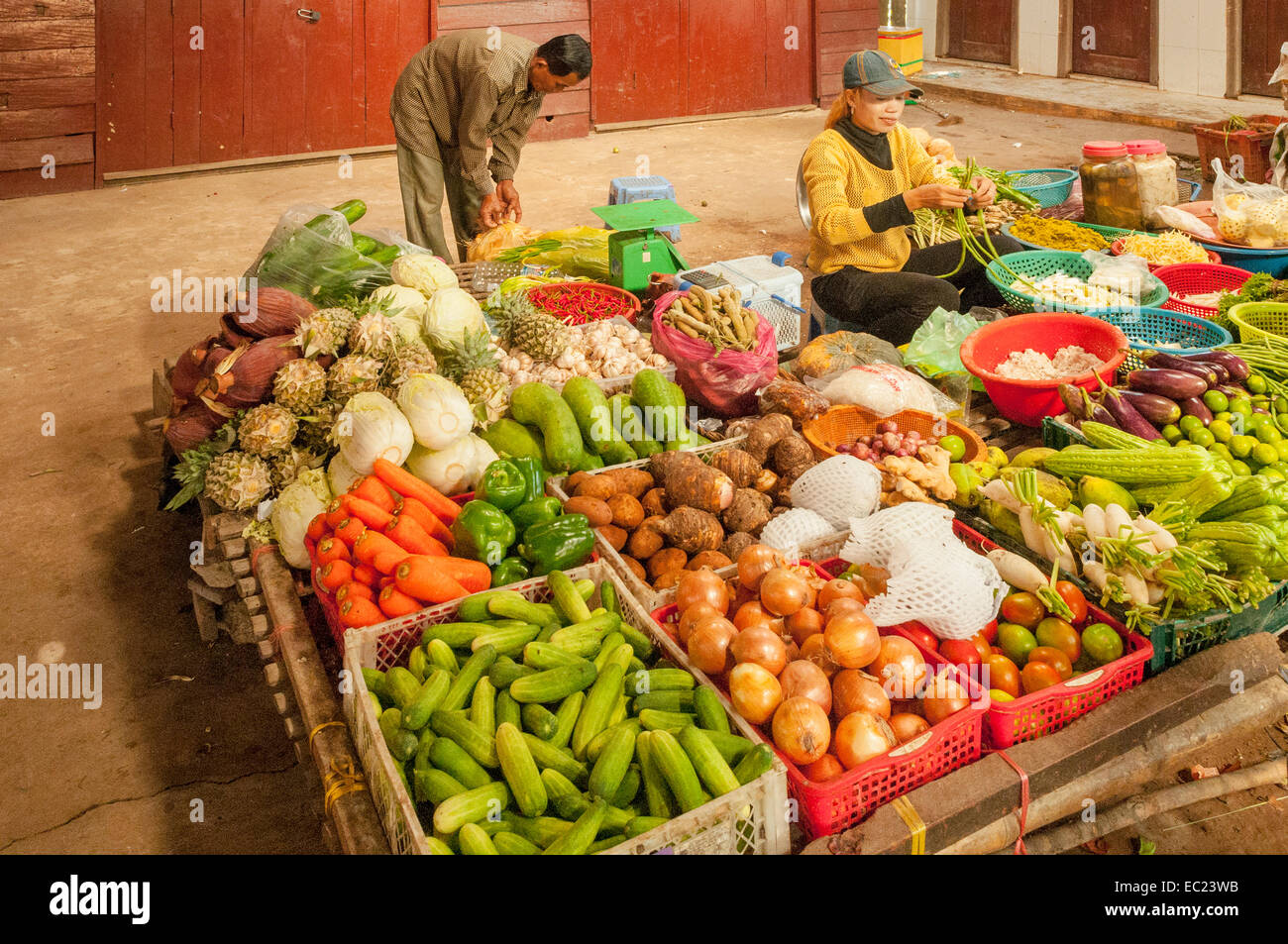 Village Market at Chong Khneas, near Siem Reap, Cambodia Stock Photo Alamy